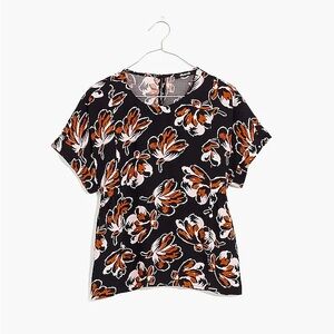 Madewell Cuffed-Sleeve Shirred Top in Duskblossom